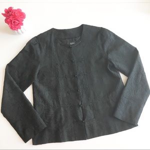 Eileen Fisher Silk Knot Button Textured Blouse Top